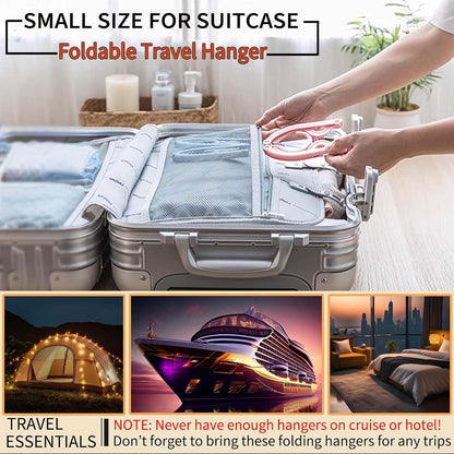 20 Pcs Foldable Travel Hangers - Portable Folding Collapsible Clothes Hangers Lightweight Travel Accessories Foldable Clothes Drying Rack Dorm Hanger for School Home with Clothesline