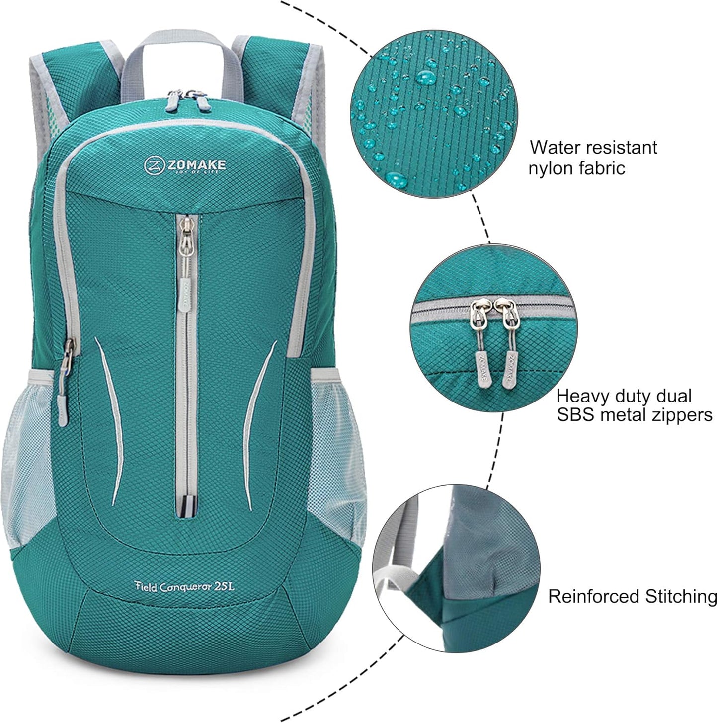 ZOMAKE Ultra Lightweight Packable Backpack 25L, Foldable Hiking Backpacks Water Resistant Small Folding Daypack for Travel(Army Green-NEW)