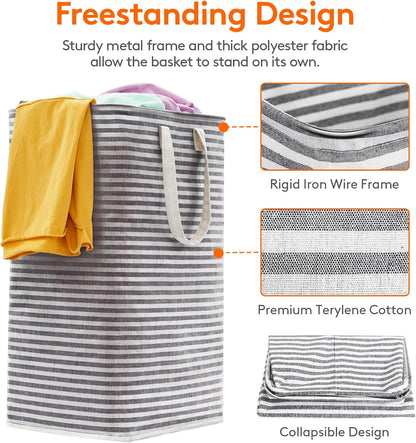 Lifewit 2 Pack Laundry Hamper Large Collapsible Laundry Baskets, Freestanding Waterproof Clothes Hamper with Easy Carry Handles in Laundry Room Bedroom Bathroom College Dorm for Adults, Black, 2 x 80L