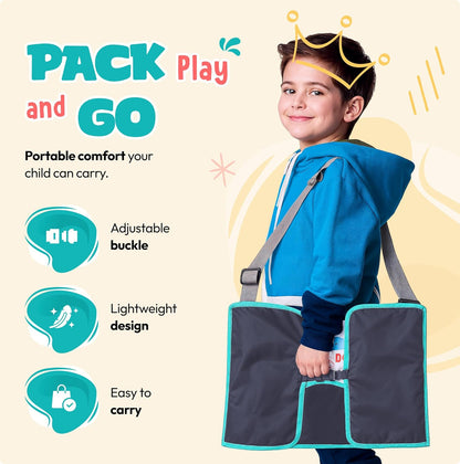 Kids Travel Tray with Dry Erase Board - Car Seat Tray for Kids Travel, Carseat Table Top for Toddler, Lap Desk for Car Seat, Activity Organizer & Snack Holder, Road Trip Essentials for Kid (Aqua)