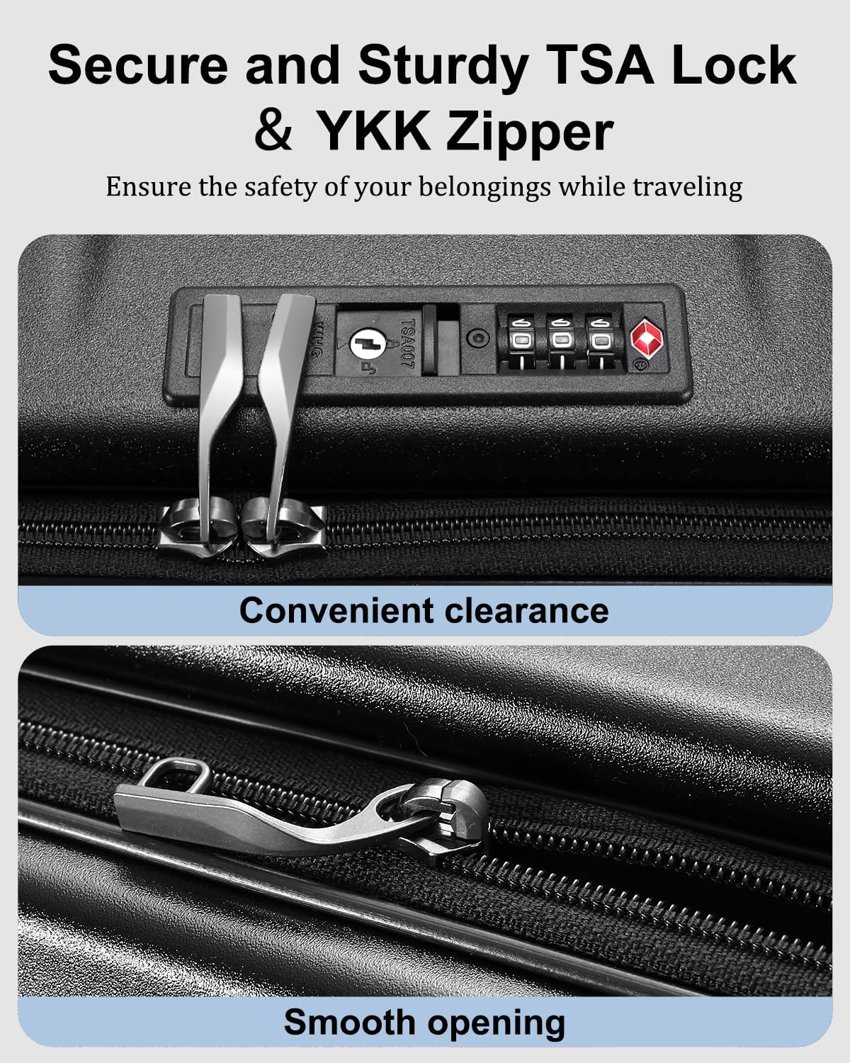 Expandable Checked Luggage, 28 Inch Luggage with Spinner Wheels, Lightweight ABS+PC Hard Shell Large Suitcase with Top Opening, TSA Lock (Black, 1PC)