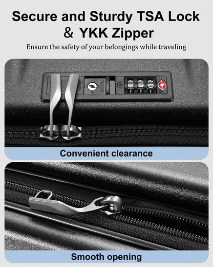 Expandable Checked Luggage, 28 Inch Luggage with Spinner Wheels, Lightweight ABS+PC Hard Shell Large Suitcase with Top Opening, TSA Lock (Black, 1PC)