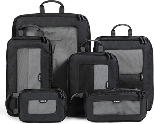 EPICKA TripCozy Compression Packing Cubes - 6 Set Durable Travel Organizer Bags with Mesh Top, Expandable Travel Accessories for Carry on, Luggage, Suitcase, Backpack (Dark Grey)