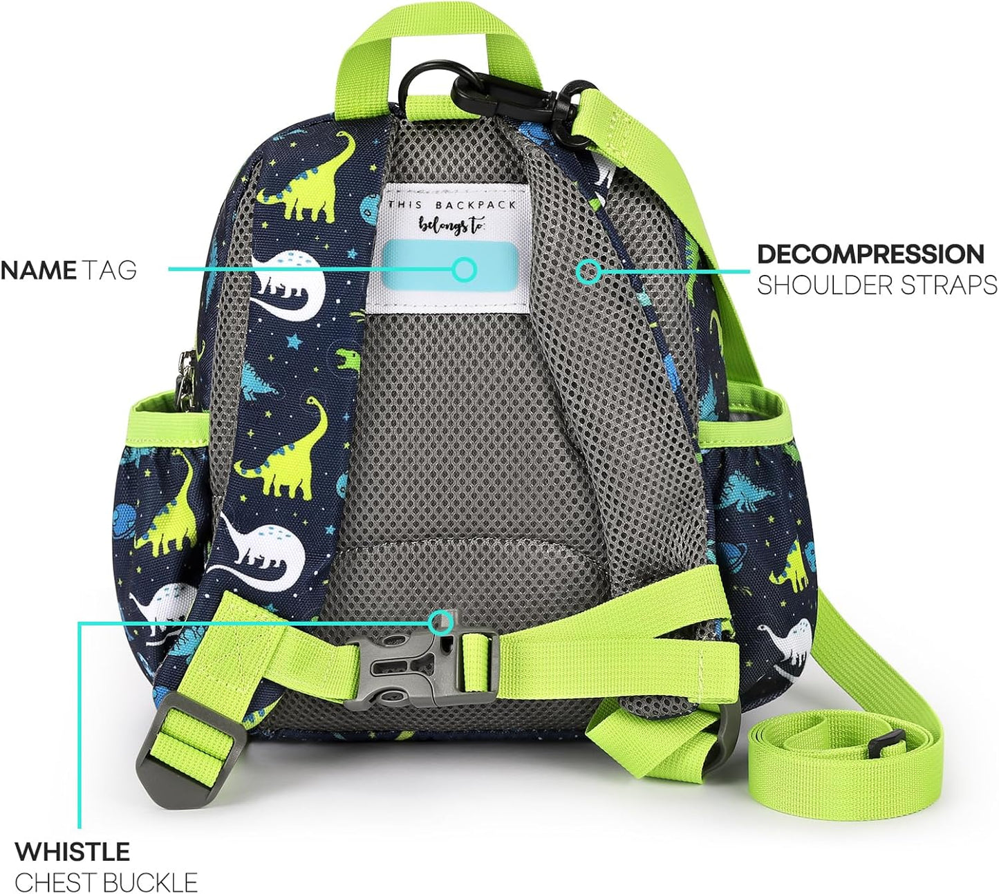 mibasies Backpack Leash for Toddlers 1-3: Baby Backpack for Boys with Anti-Lost Harness - Dinosaur