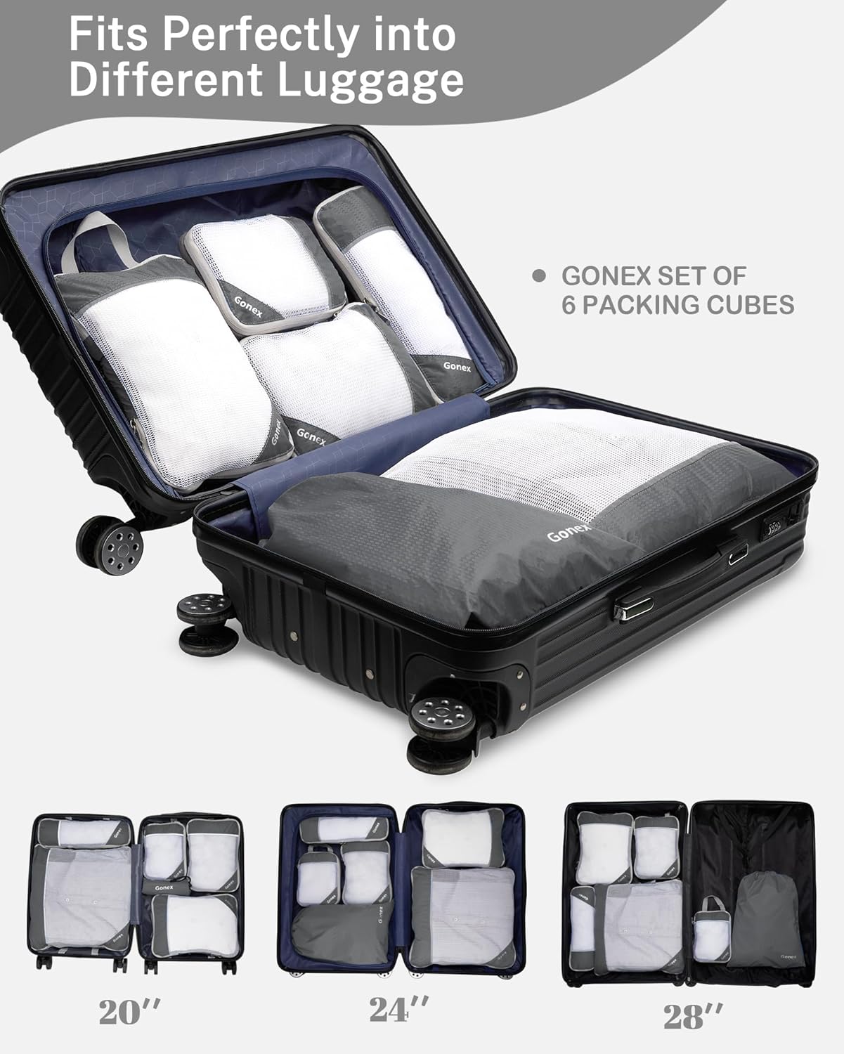 Compression Packing Cubes, Gonex Extensible Storage Mesh Bags Organizers