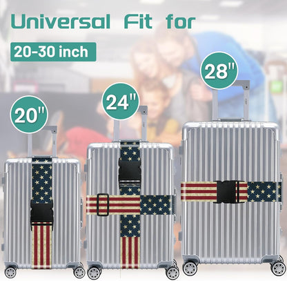 Slohif Luggage Straps for Suitcases Travel Belt Accessories Luggage Connector Identifiers Over Handle with Buckle Unique Nylon Adjustable Strap for Sleeping Bag Car Seat Flag(2 Pack)