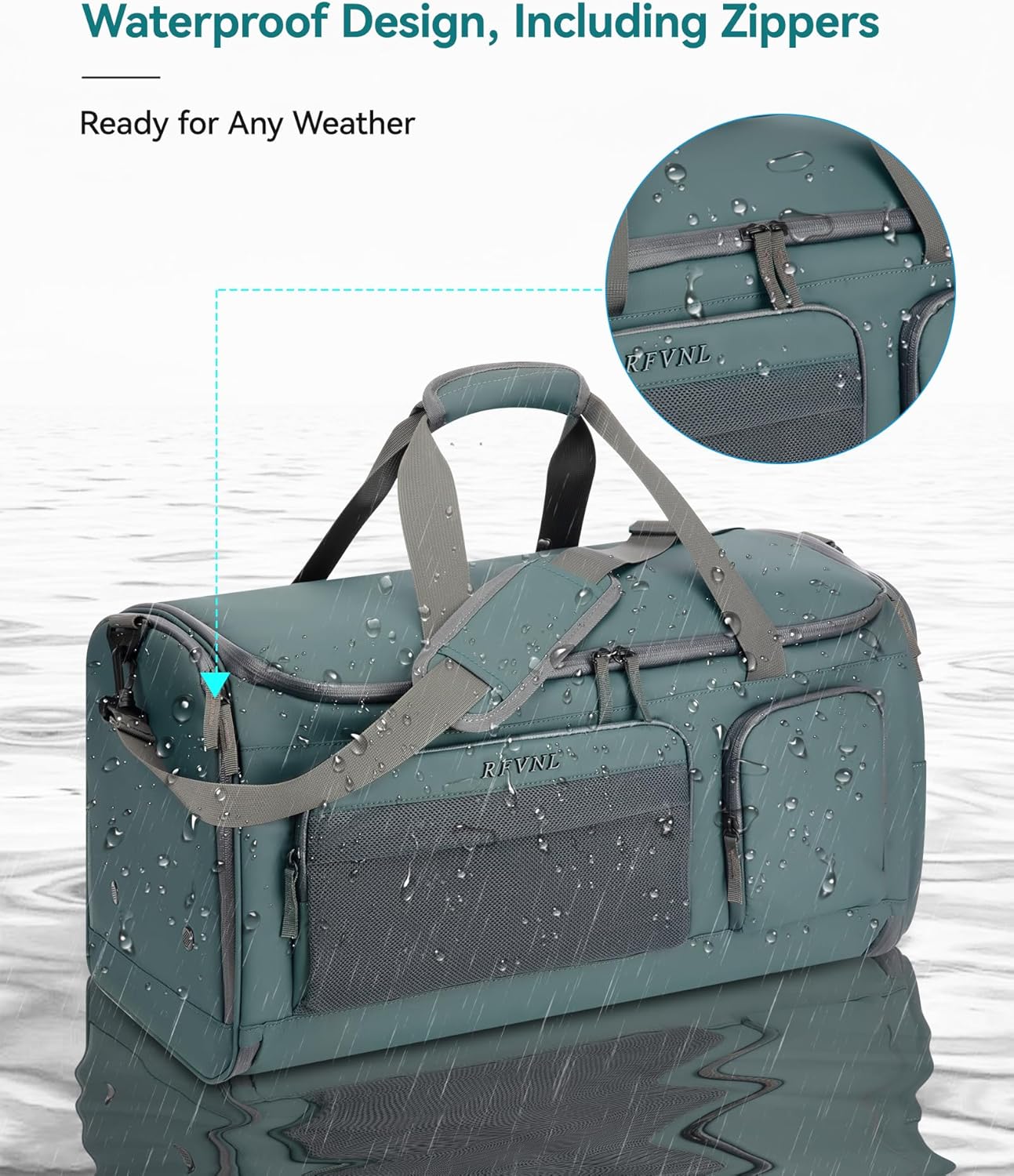 Large 3 In 1 Waterproof Garment Duffle Bags for Travel with Shoe Compartment, Mens Carry On Convertible Garment Bags for Travel Combo with Wet Compartment, Suit Bag Travel for Men and Women (green)