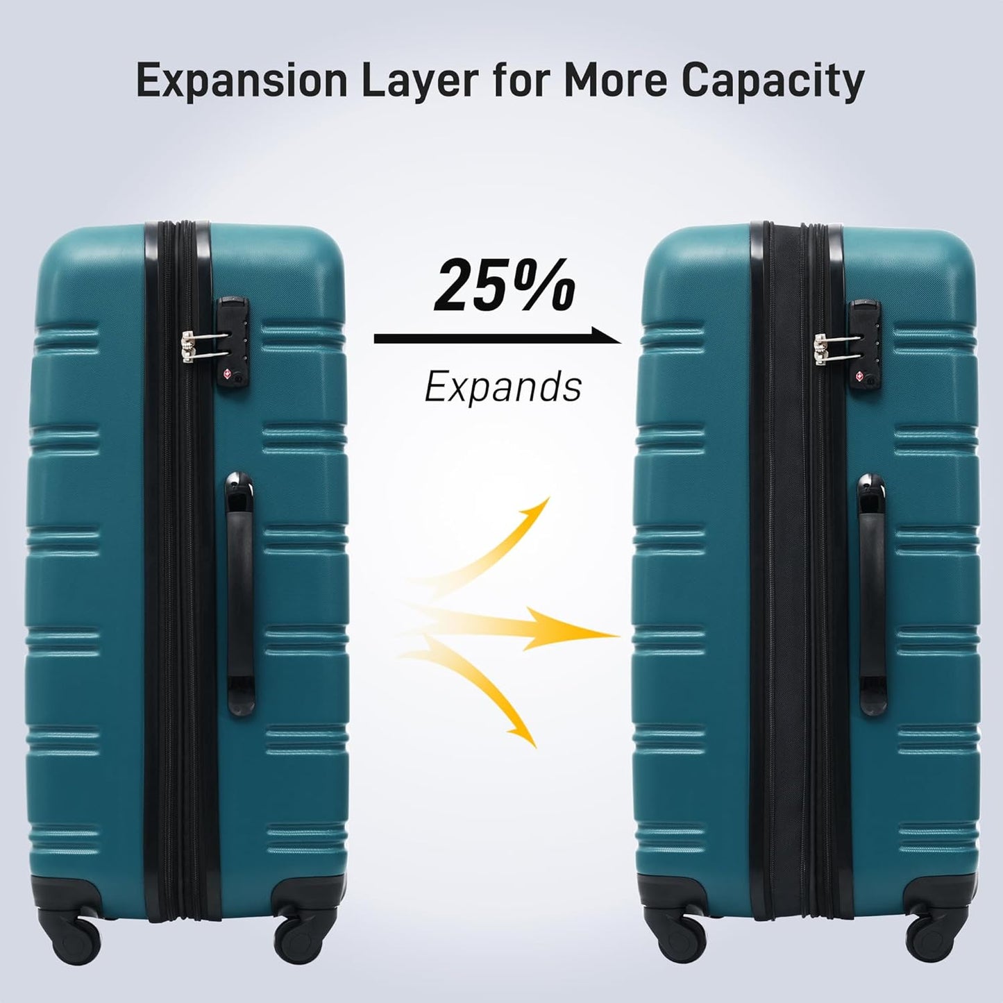 Merax Luggage Sets of 3 Piece Carry on Suitcase Airline Approved,Hard Case Expandable Spinner Wheels (Blue Green)