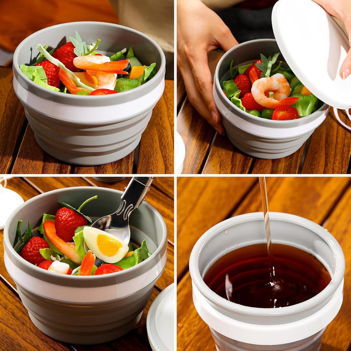 Odoland Camping Mess Kit Silicone Collapsible Bowl, Cup & Stainless Steel Spoon for 1 Person Backpacking Outdoor, Camping, Hiking and Picnic