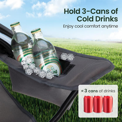 HIGH POINT SPORTS 2 Pack Portable Camping Chair for Adults, Folding Outdoor Camp Chair Lightweight Lawn Chairs Folding Collapsible Chair for Camping, Tailgates, Beach, Gray, Support 250 lbs