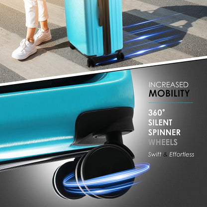 Hard Shell Luggage Sets with Spinner Wheels 4 Piece, Expandable Large Suitcases with TSA Lock, Travel Large Suitcase Set, Teal Luggage Set