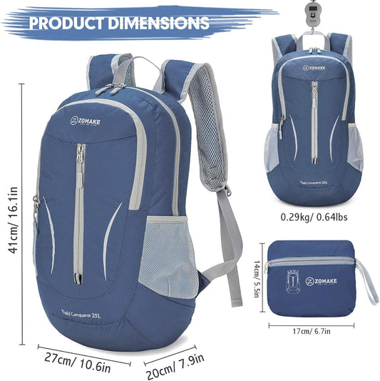 ZOMAKE Ultra Lightweight Packable Backpack 25L - Foldable Hiking Backpacks Water Resistant Small Folding Daypack for Travel(Navy Blue)