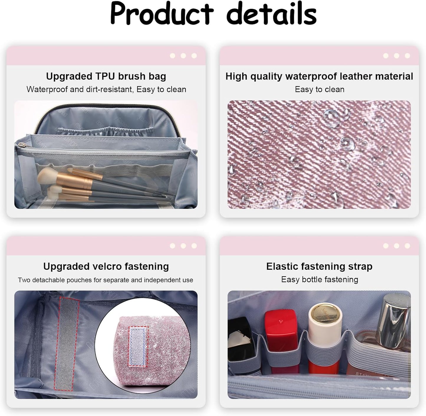 Travel Makeup Bag Cosmetic Bags for Women: 3 Sets Large Capacity Make up Bag - Portable Toiletry Bags with Handle for Women(05-Purple)