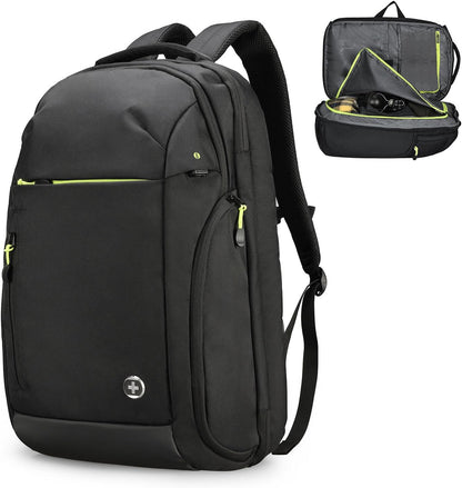 Swissdigital Design Large Travel Backpack for Men & Women,17 Inch Big Laptops Backpack with USB Charging Porert, Carry on Business Anti-thief Computer Backpack With RFID Protection, Black| JAVA