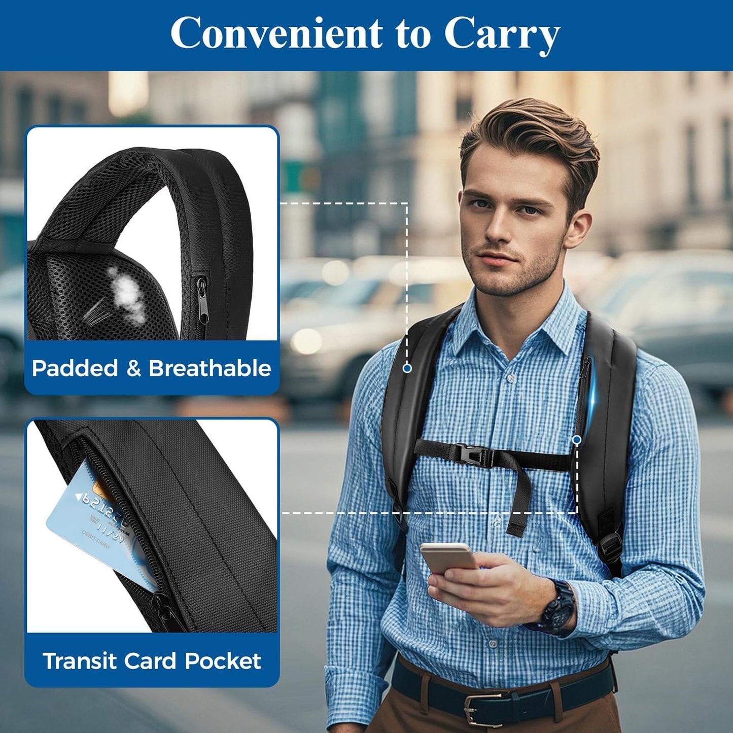 MATEIN Work Backpack with Lunch Compartment, Waterproof PU-coated Meal Prep Backpack for Men with Cutlery Pocket, Large 17 Inch Laptop Back Pack with USB Port, Insulated Cooler Bag for Office Picnic