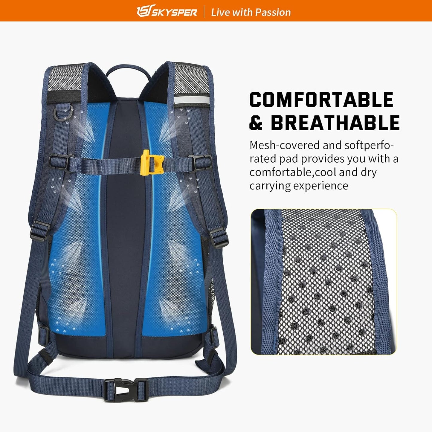 SKYSPER Small Hiking Daypack, 20L Lightweight Travel Backpacks Day Hike Pack with Waist Strap for Women Men