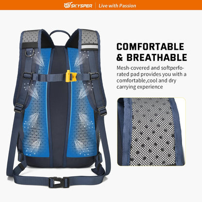 SKYSPER Small Hiking Daypack, 20L Lightweight Travel Backpacks Day Hike Pack with Waist Strap for Women Men