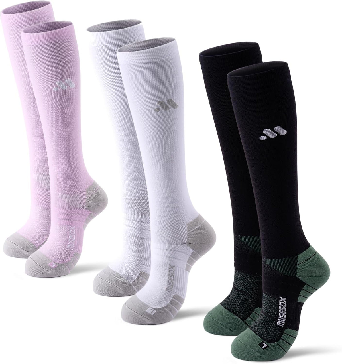 Compression Socks for Women and Men,Knee High 15-20mmHg Graduated Circulation(3 Pairs) for Nurses,Pregnant,Travel