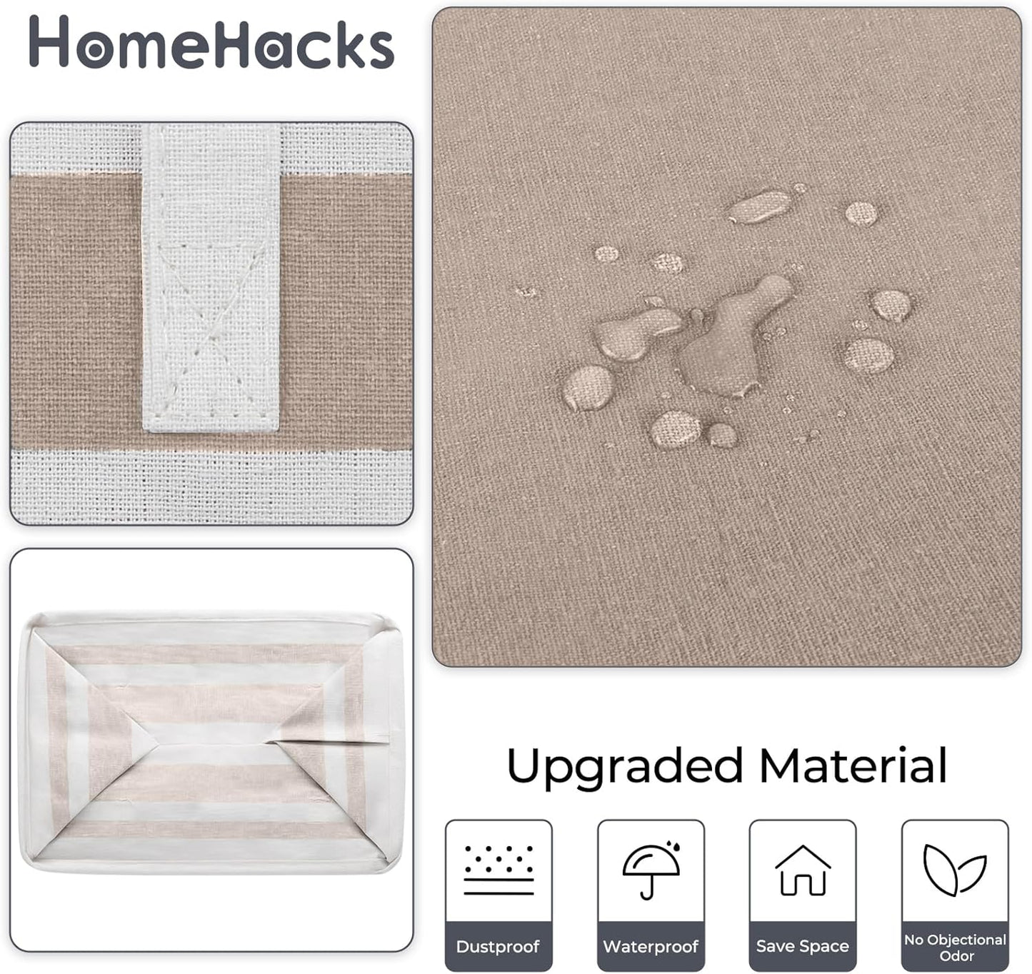 HomeHacks 2-Pack Large Laundry Basket, Waterproof, Freestanding Laundry Hamper, Collapsible Tall Clothes Hamper with Extended Handles for Clothes Toys in the Dorm and Family (Brown, 88L)