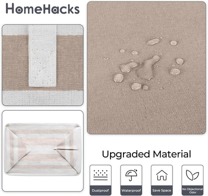 HomeHacks 2-Pack Large Laundry Basket, Waterproof, Freestanding Laundry Hamper, Collapsible Tall Clothes Hamper with Extended Handles for Clothes Toys in the Dorm and Family (Brown, 88L)