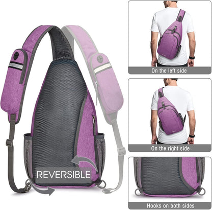 G4Free Sling Bag RFID Blocking Sling Backpack Crossbody Chest Bag Daypack for Hiking Travel(Light Purple)