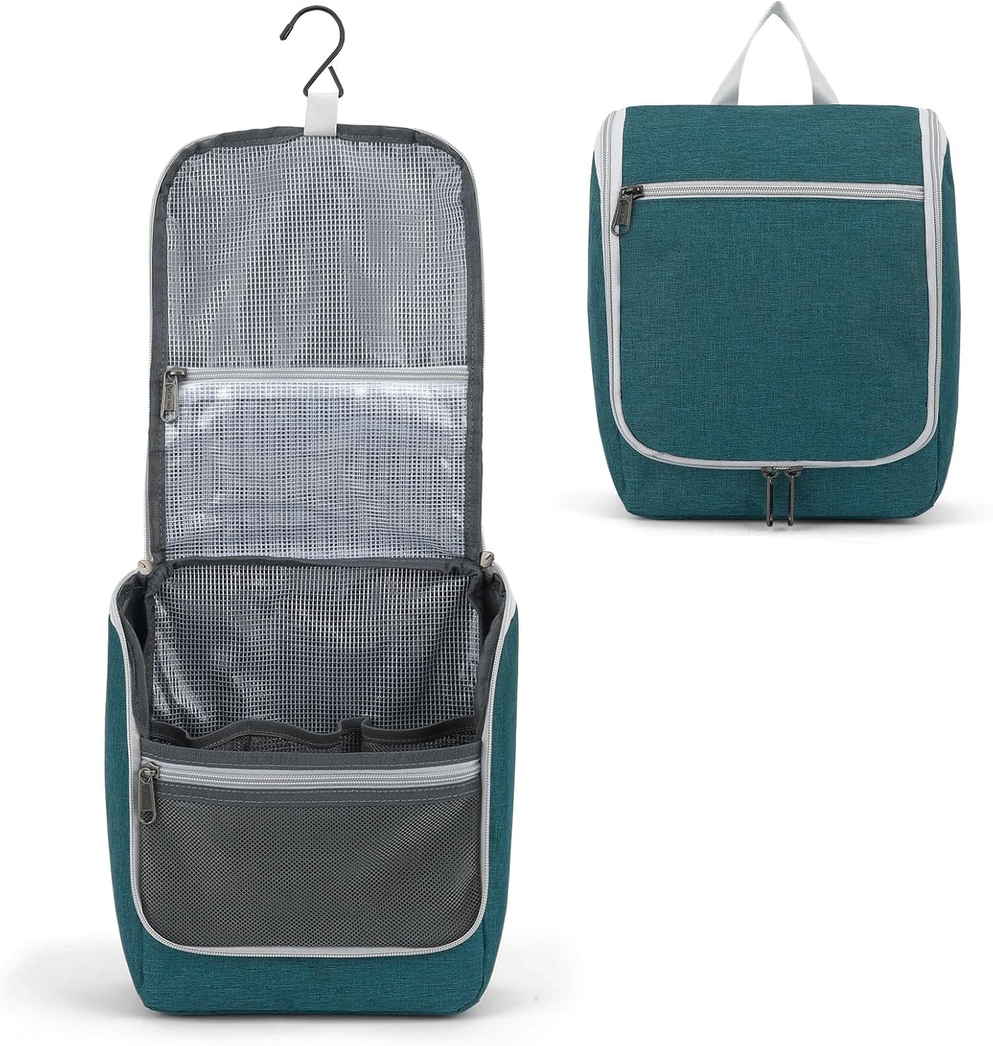 Della Gao Hanging Toiletry Bag for Women, Travel Toiletry Bags Makeup Organizer, Water-resistant Cosmetic Bag for Essentials Accessories (Dark Green)