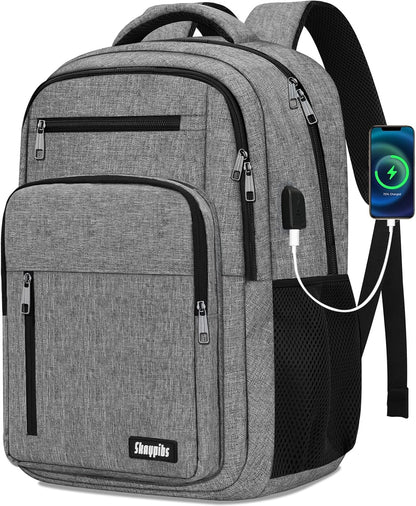 Backpack for Women Men, School Backpack for Boys Girls Teens, Work Computer BookBag, 15.6 inch Laptop Water Resistant Anti Theft Backpack Gifts for men women, Grey