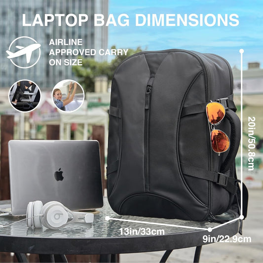 TSA-Friendly Travel Backpack with Laptop Compartment, 30L Carry-On Backpack for Men & Women, 180° Lay-Flat Design, Waterproof & Durable 1000D Oxford, Fits 15.6" Laptop