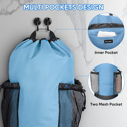 BALEINE 150L Laundry Bag Backpack, 900D Oxford Fabric Large Travel Laundry Bags with Shoulder Straps and 2 Mesh Pockets for College Dorm, Apartment, Laundromat (Blue, 150L)