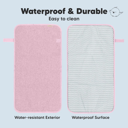 KeaBabies Portable Diaper Changing Pad, Easy Wipe Clean - Foldable Waterproof Baby Changing Mat for Diaper Bag, Compact, Lightweight, 25x13 Baby Changer Travel Essential, Machine Washable (Sweet Pink)