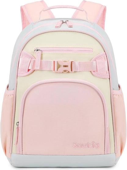 Lightweight Cute Kids Backpack for School Kindergarten Elementary Backpacks for Gilrs ages 6-8-10 (Pink Cream Celeste)