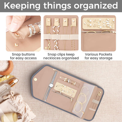 BAGAIL Hanging Toiletry Bag for Women Water-resistant Cosmetic Bag Large Capacity Travel Makeup Organizer for Full-Sized Travel Essentials(Classic+Jewelry Bag, Grey)