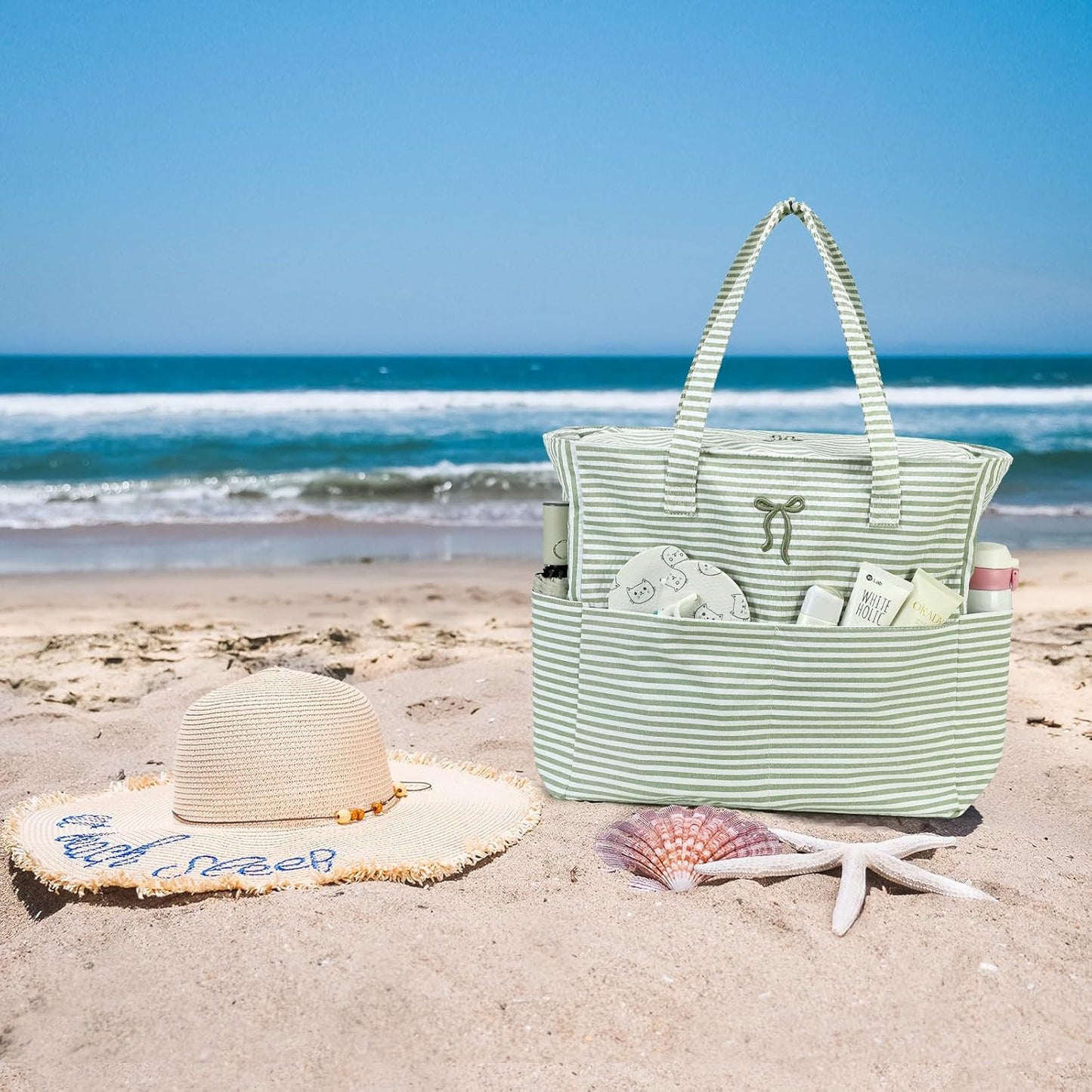 Beach Pool Bags Tote for Women Ladies Large Gym Tote Carry On Bag With Wet Compartment for Weekender Travel Waterproof