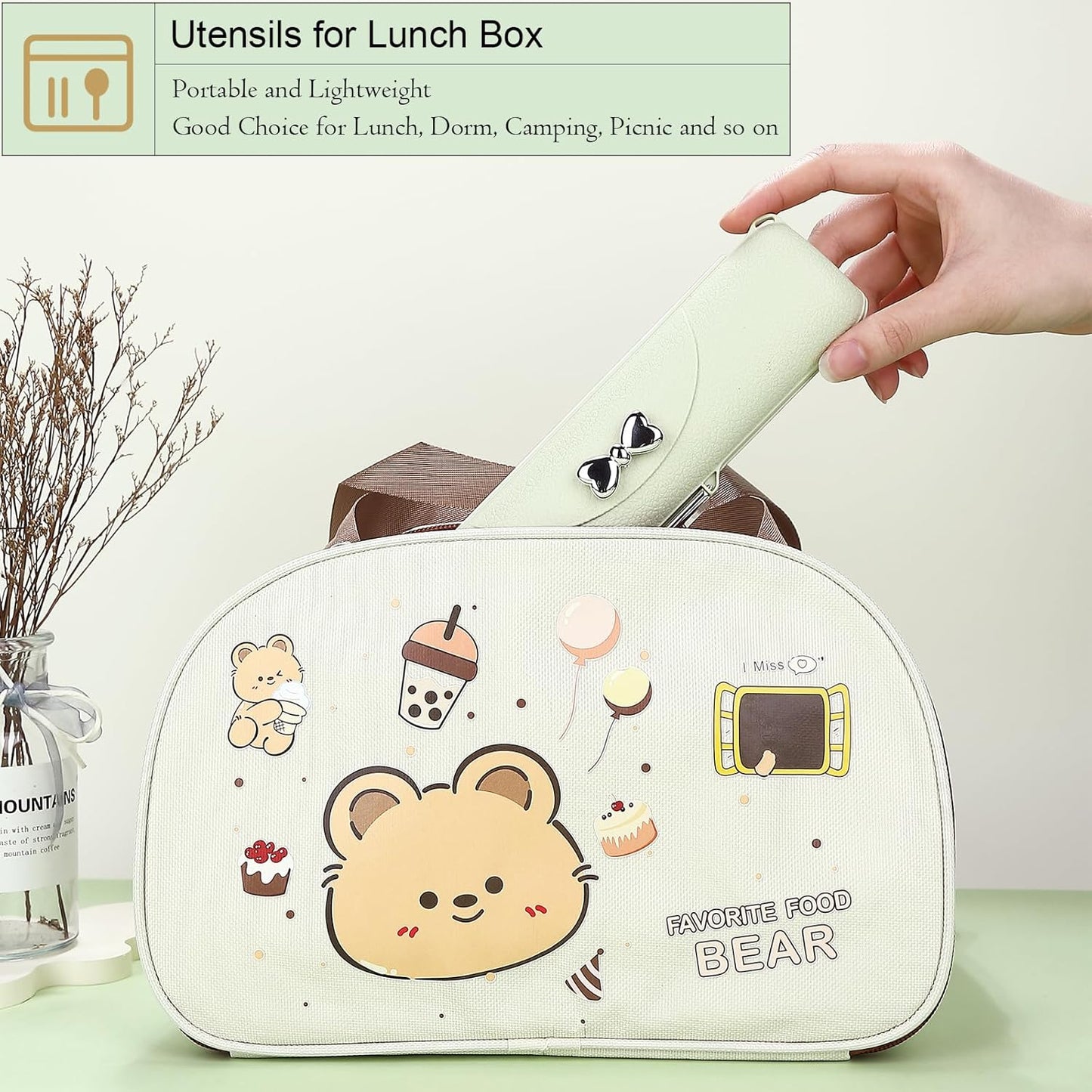 DEVICO Travel Silverware Set with Case, Portable Lunch Utensils Set for Work, Reusable Travel Cutlery Set, 18/8 Stainless Steel Flatware for Caming School Picnic, Dishwasher Safe (Green)