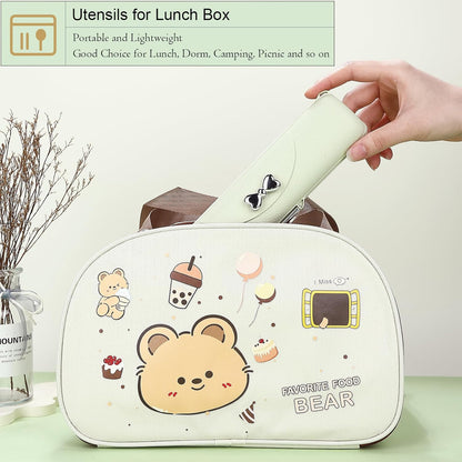 DEVICO Travel Silverware Set with Case, Portable Lunch Utensils Set for Work, Reusable Travel Cutlery Set, 18/8 Stainless Steel Flatware for Caming School Picnic, Dishwasher Safe (Green)