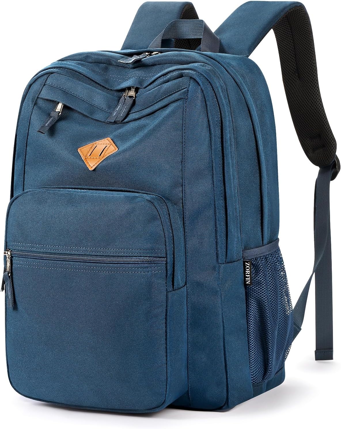 ZORFIN 26L Backpack for College, and Travel: Water Resistant Bookbag - Navy Blue