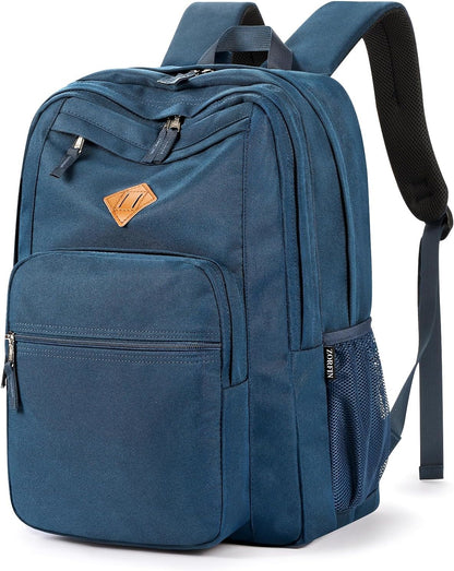 ZORFIN 26L Backpack for College, and Travel: Water Resistant Bookbag - Navy Blue