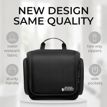 AvaJex Large Hanging Toiletry Organizer - Waterproof Hygiene Bag with Metal XXL Swivel Hook, Sturdy Zippers and 15 Compartments for Toiletries, Makeup, Cosmetics