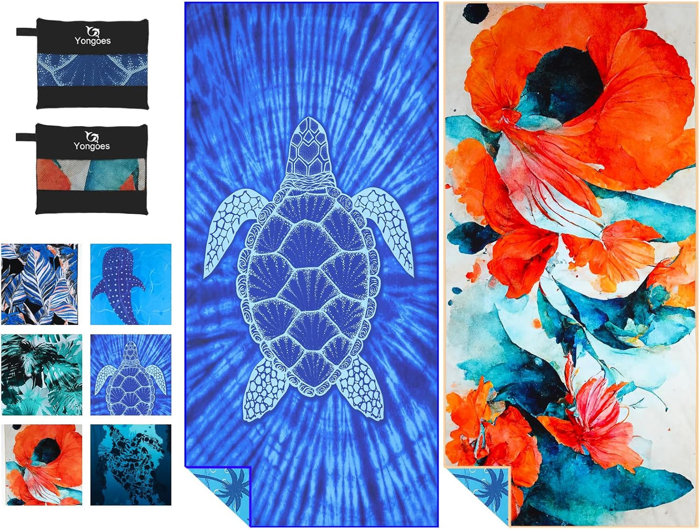 2 Pack Microfiber Lightweight Thin Beach Towel Sand Free Quick Dry Super Absorbent Large Towels for Swimming Pool Yoga Gym Travel Vacation Beach Accessories Essentials for Adults