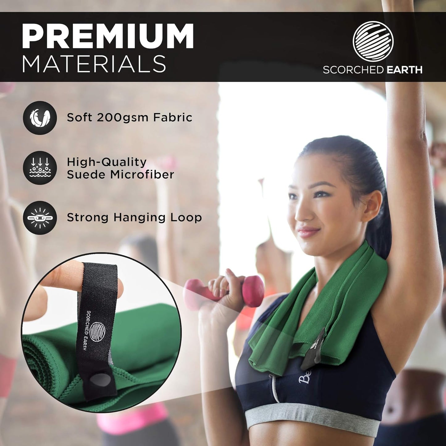 ScorchedEarth Microfiber Travel & Sports Towel Set (Evergreen) - XL Set (39x70.5 & 12x24)