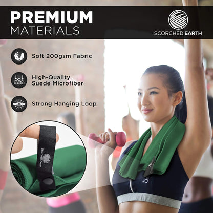 ScorchedEarth Microfiber Travel & Sports Towel Set (Evergreen) - XL Set (39x70.5 & 12x24)