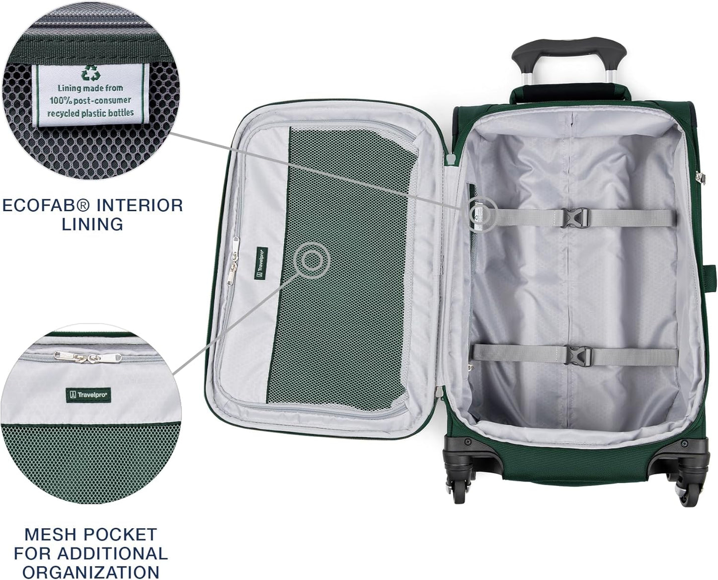 Travelpro Maxlite 5 Softside Expandable Carry-On Luggage with Spinner Wheels, Lightweight, 21-Inch — Forest Green