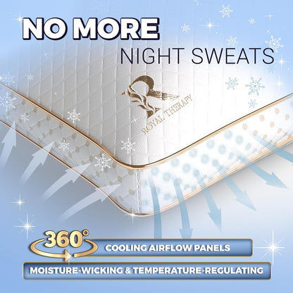 Royal Therapy Queen Memory Foam Pillows 4-Pack - Shredded Memory Foam Pillow for All Sleep Positions - Medium Firm Pillow with Adjustable Loft, Bamboo Rayon Cover, CertiPUR-US, Oeko-TEX Certified