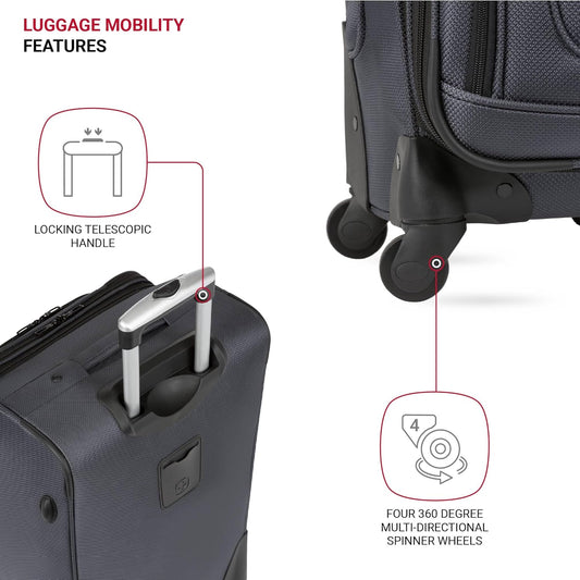 SwissGear Sion Softside Expandable Luggage, Dark Grey, 2-Piece Set (21/25)