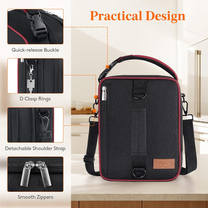 Lifewit Insulated Lunch Box for Men, Expandable Cooler Bag, Freezable Lunch Bag for Women with 2 Ice Packs and Shoulder Straps for Work Travel College, 8.2L Black and Red