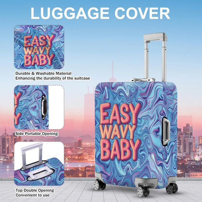 ANNA QUEEN Funny Psychedelic Wavy Luggage Cover, Colorful Suitcase Protector with with Retro Vibes, Stretchable, Washable Travel Cover for 24-26 Inch Luggage
