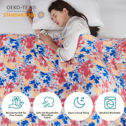 L'AGRATY Weighted Blanket - 60"x80" 20lbs Cooling Breathable Heavy Blanket Microfiber Material with Glass Beads for Adult All-Season Summer Fall Winter Soft Thick Comfort