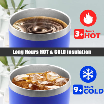 20 oz Tumbler Coffee Tavel Tumblers Bulk with Lid Stainless Steel Double Wall Vacuum Insulated Mug Powder Coated Cups fit Car Cupholder for Hot and Cold - Dark Blue, 4Pack