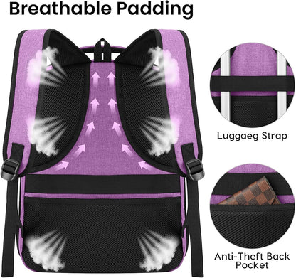 Backpack for Girls Women, School Backpack for Teen Boys, Lightweight Casual High School Bookbag, Daily-use Travel Laptop Backpack with USB Charging Port Fits 15.6 Inch Notebook