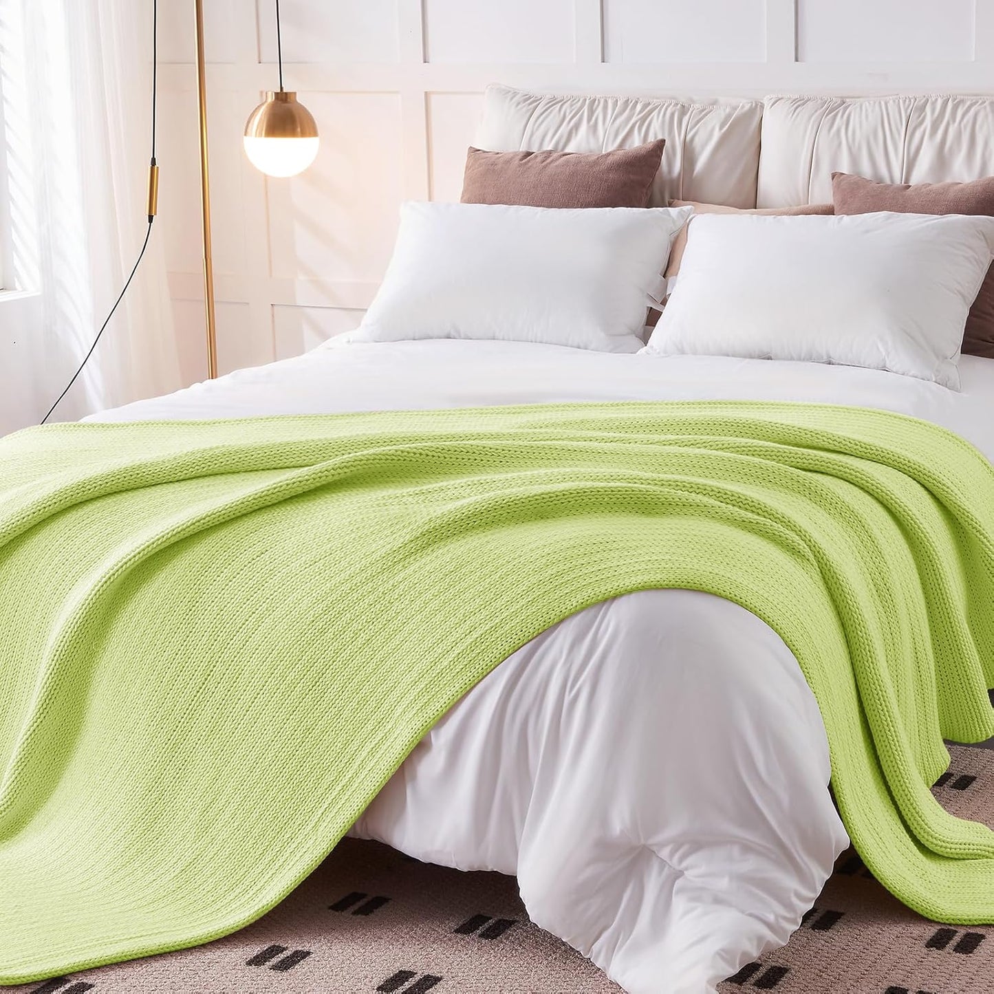 L'AGRATY Knitted Weighted Blanket - 48"x72" 12lbs Cooling Chunky Knit Heavy Blanket for Adults Braided Crochet Throw Thick Cable Yarn Knit Decorative No Beads Evenly Weighted Machine Washable